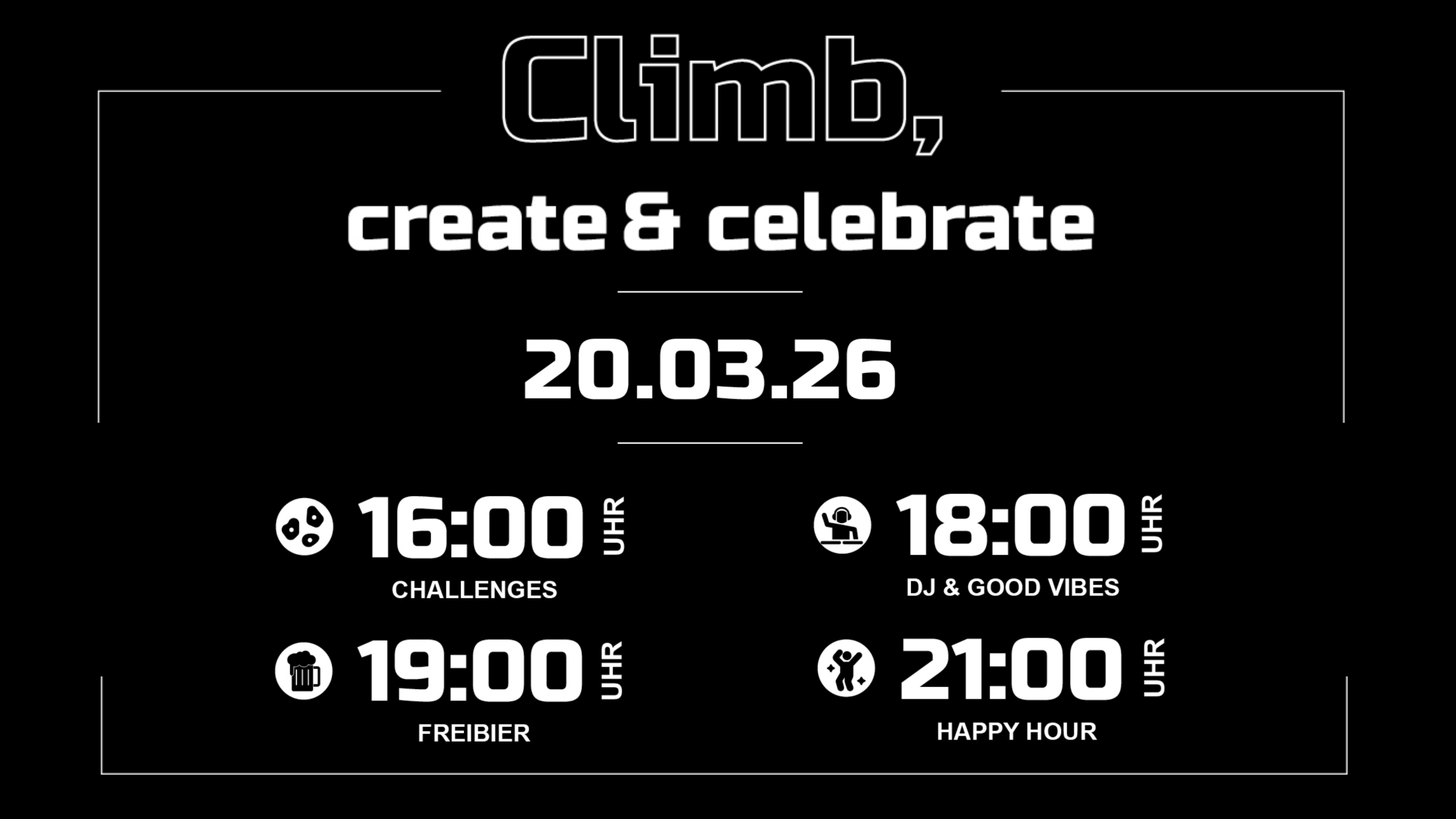 Zeitplan Climb, Create & Celebrate